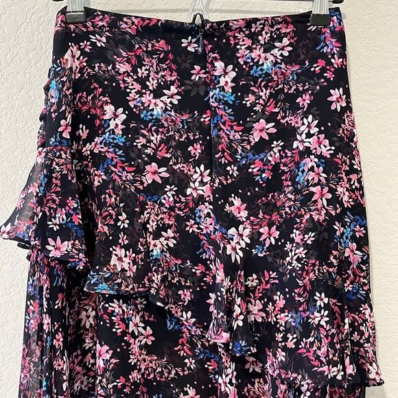MISA Los Angeles Carmen Floral Navy Pink Ruffle Skirt, Size XS - Picture 7 of 11